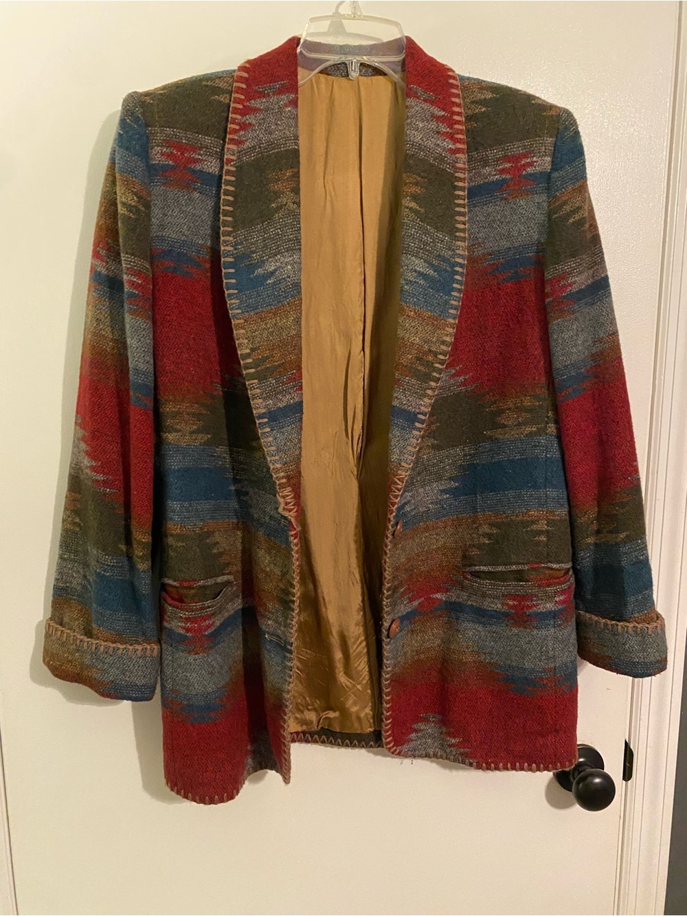 Womens Multicolor Southwestern Pattern Blazer
